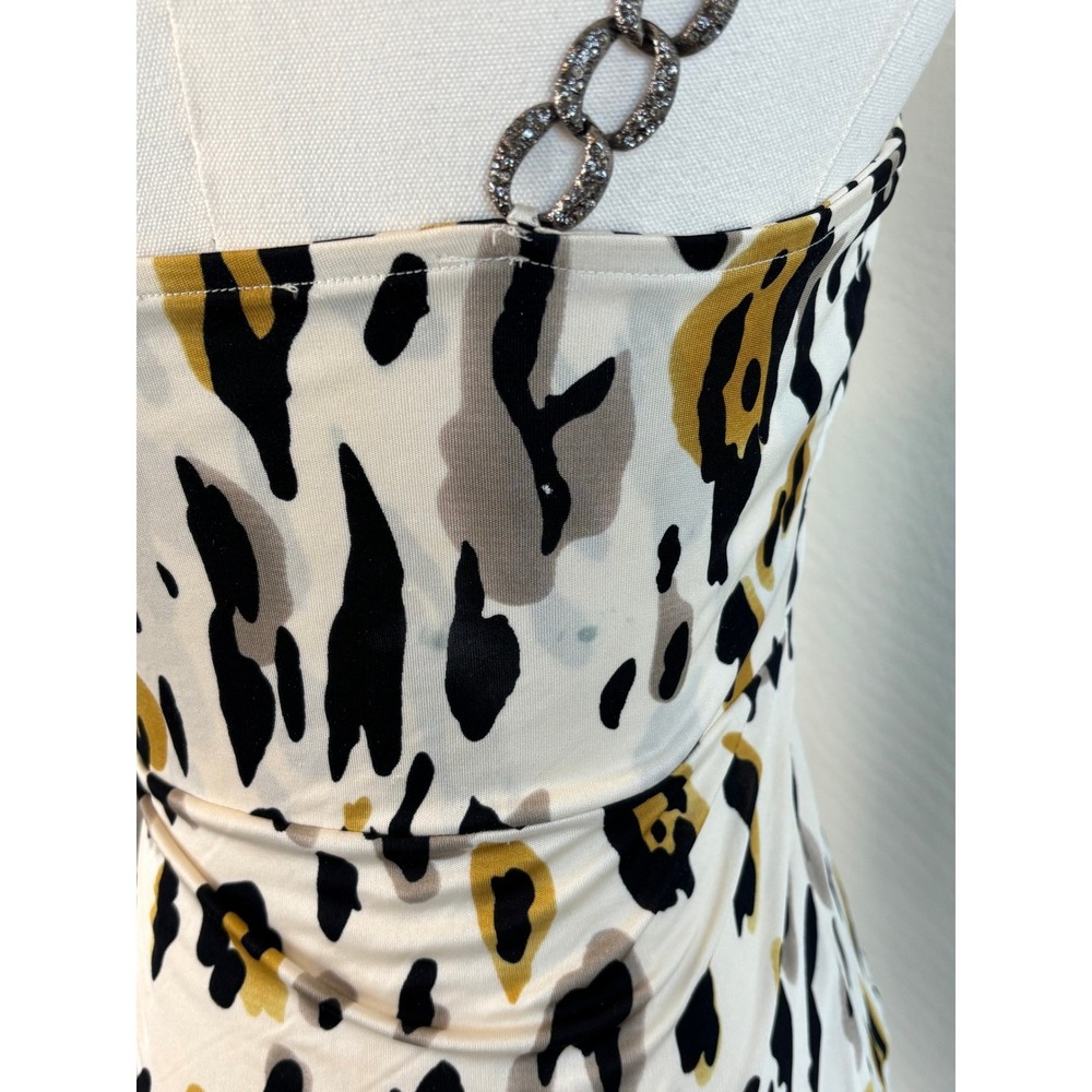 Sky Animal Print Cami Top Gold Black Womens Small Rhinestone Chain Straps - Picture 5 of 8